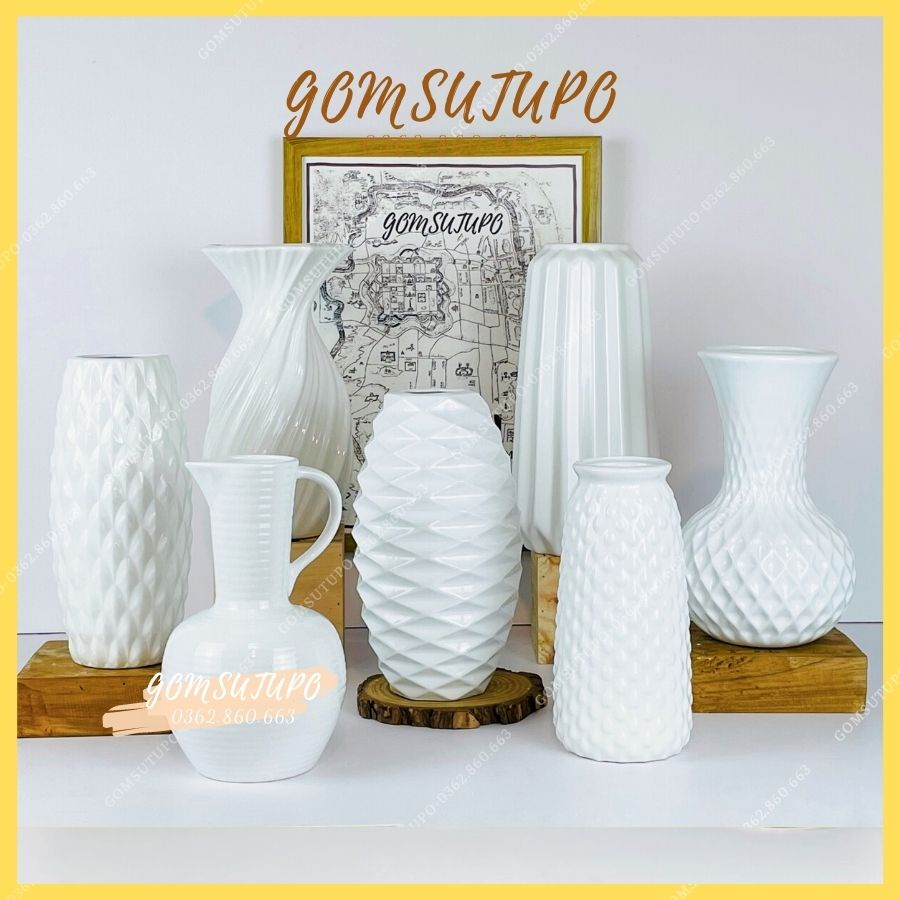 Lọ Hoa Men Sương Trắng - Gốm Sứ Bát Tràng - Bình Hoa Tràng Trí - Gốm Sứ TUPO - Decor - gomsutupo NỘI THẤT