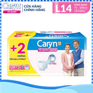 Tã Bỉm Quần Người Lớn Caryn Mỏng Nhẹ Chống Tràn Size L - 14 Miếng Tặng 2 Miếng Thêm