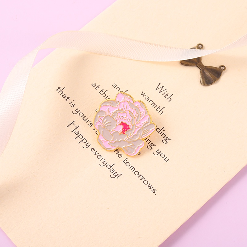 Ghim cài áo QIHE JEWELRY hình hoa mẫu đơn màu hồng sáng tạo thanh lịch