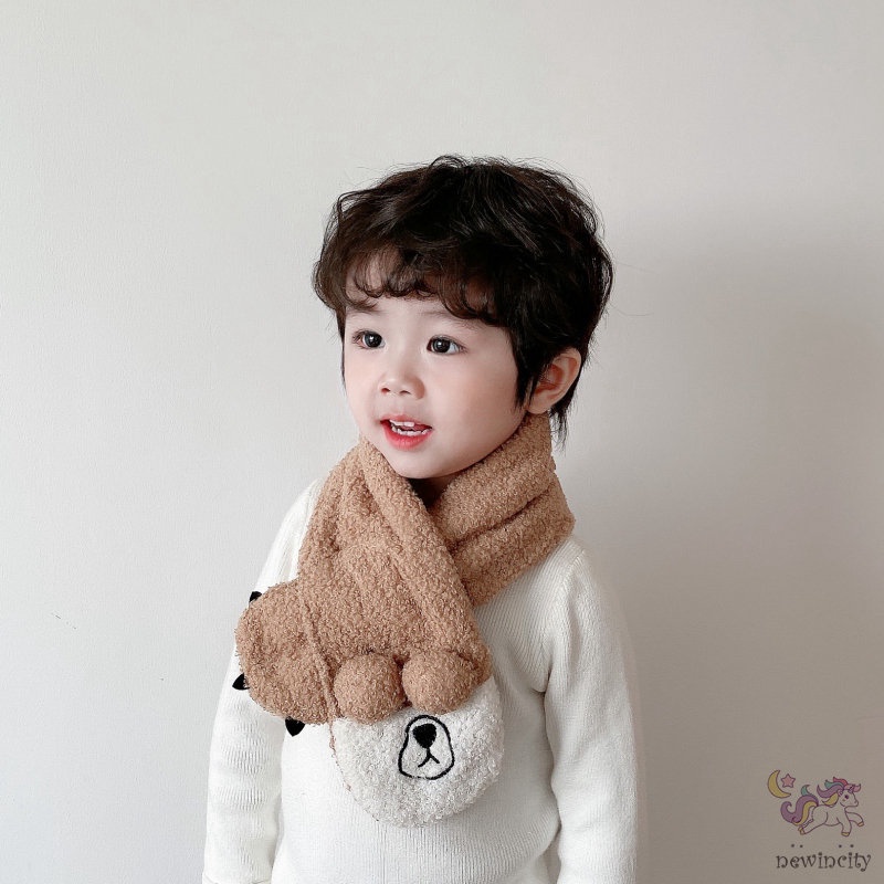 Khăn choàng cổ thiết kế hoạt hình ấm áp phong cách Hàn Quốc thời trang mùa đông xinh xắn dành cho trẻ em
