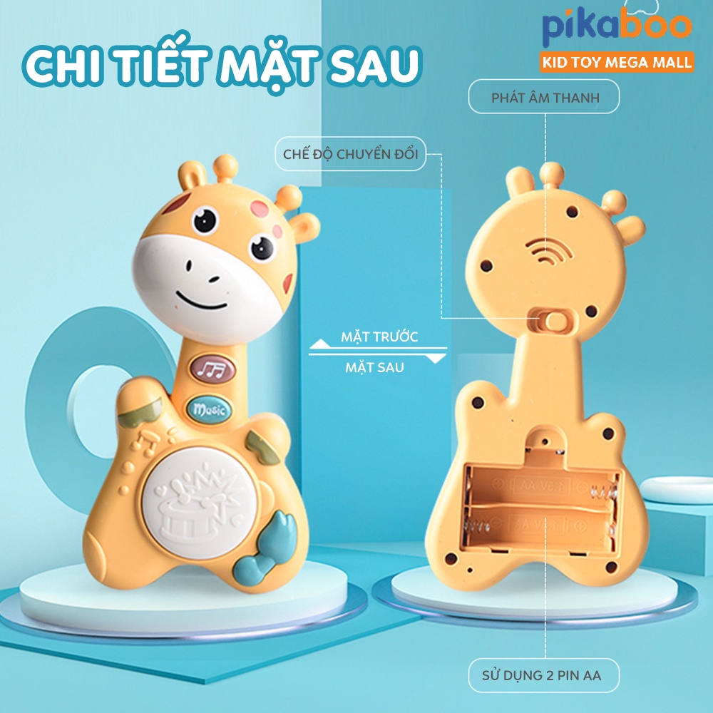 Đàn trống phát nhạc hươu cao cổ Pikaboo, đồ chơi cho bé kích thích phát triển các giác quan