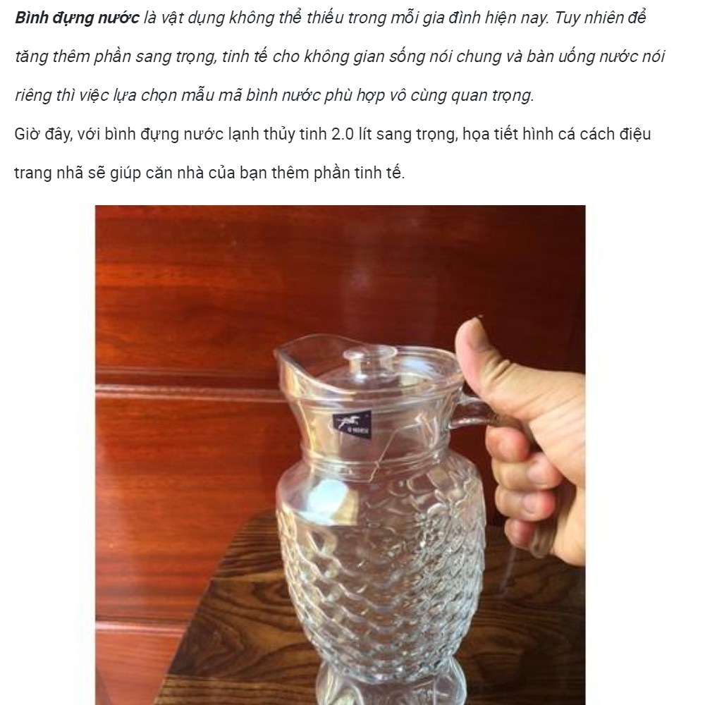 Bình thủy tinh đựng nước lạnh kiểu vảy cá G-horse loại 1500ml