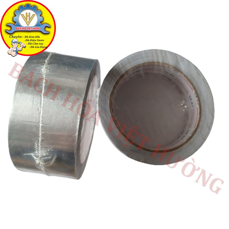 Băng keo bạc nhôm, băng keo cách nhiệt chống cháy bản 5cm, độ bám dính chắc bền, băng dính bạc, băng dính chống cháy