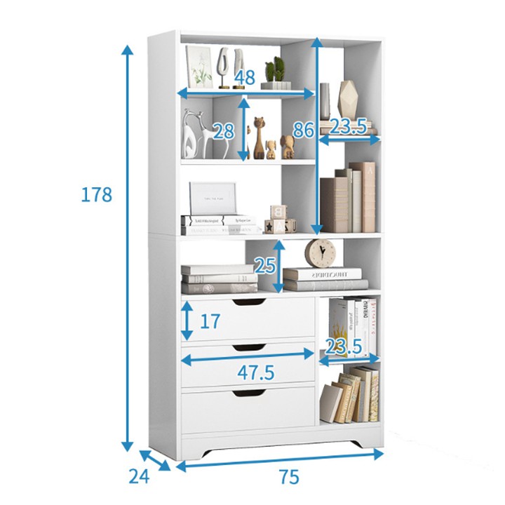 Tủ để sách bằng gỗ nhiều ngăn - Tủ để hồ sơ bằng gỗ hiện đại DH-BGK2018