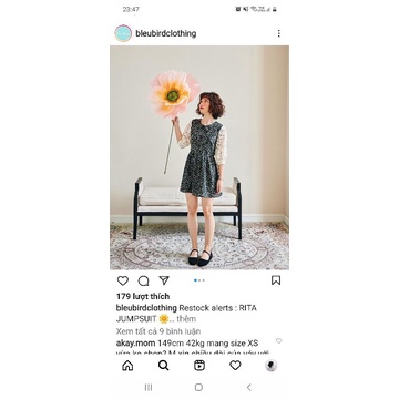 Jumpsuit Bleubird cổ peter pan tay lửng