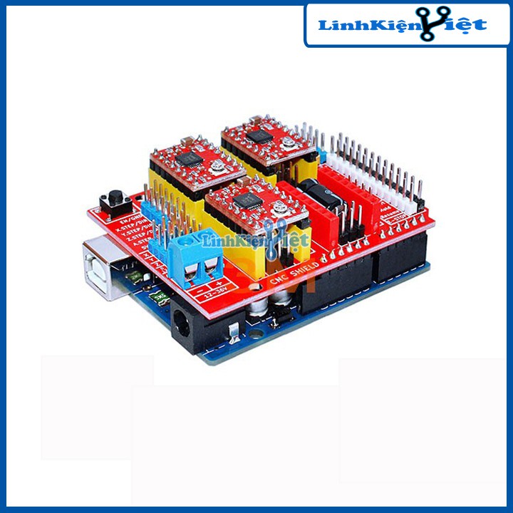 [NEW] Combo Arduino Uno R3 Dán + Shield Uno R3 + 4 Module A4988 V1