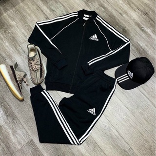 bộ thể thao adidas nam nữ thu đông 3 sọc logo in, quần áo thể thao nam nữ co giãn, đồ cao cấp 3 màu cơ bản