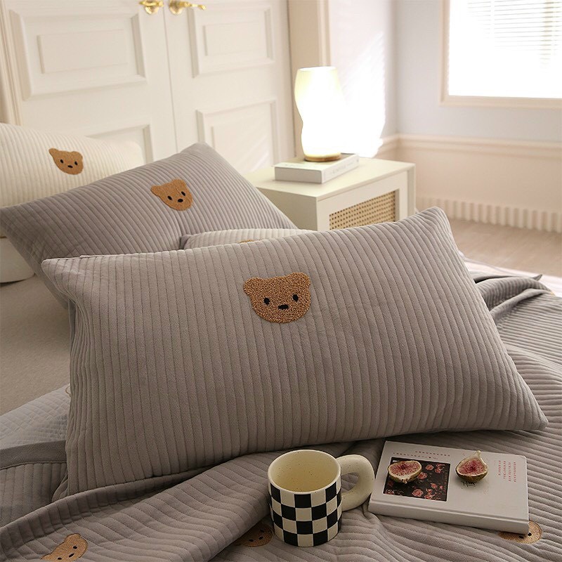 Bộ 3 món chăn vỏ gối Gấu Teddy cao cấp, Chất liệu tuyết sữa mịn nỳ phù hợp 4 mùa sẵn hàng SHOP VŨ THỊ THƠM