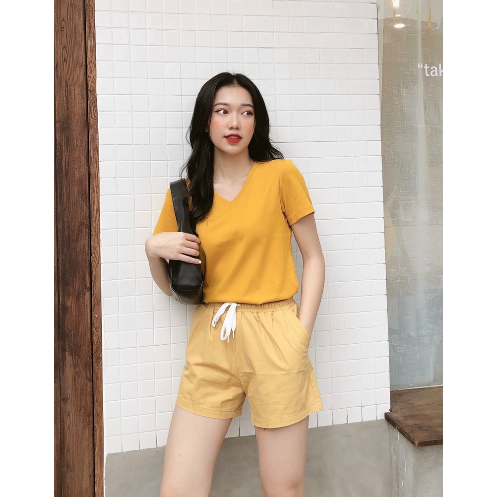 Áo Thun Trơn Cổ Tim 𝐇𝐚̀ 𝐆𝐢𝐚𝐧𝐠 𝐕𝐧𝐱𝐤