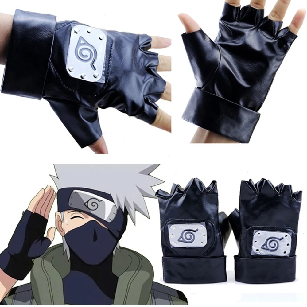 EPOCH Anime apparel Anime Naruto Black Hatake Kakashi Kakashi Gloves PU leather Anime Props Costumes Mittens Fingerless Cosplay Kakashi Cosplay/Multicolor