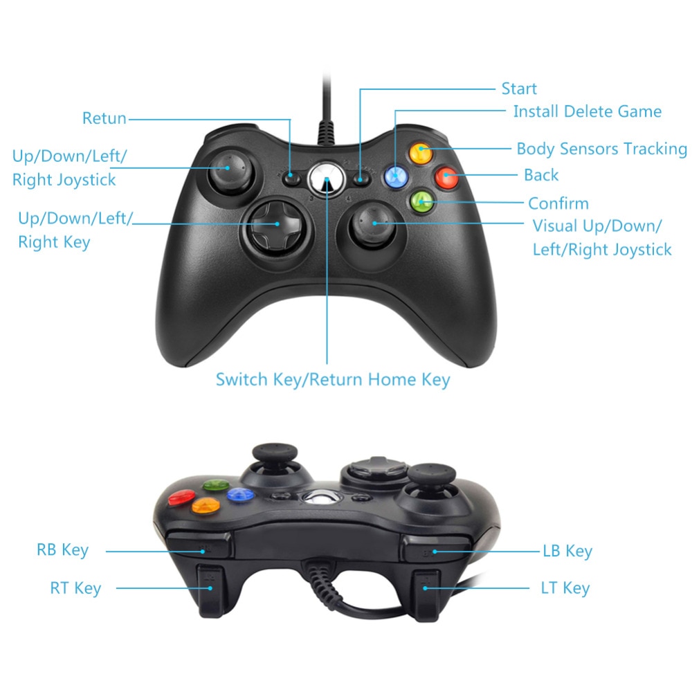 Tay Cầm Chơi Game Có Dây 2 Màu Cho Xbox 360 Xbox 360
