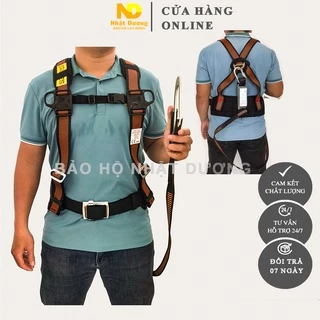 Dây đai an toàn bán thân 1 móc thép có giảm xóc có điệm thắt lưng chịu lực 1000kg BT02, Dây bảo hộ lao động Nhật Dương