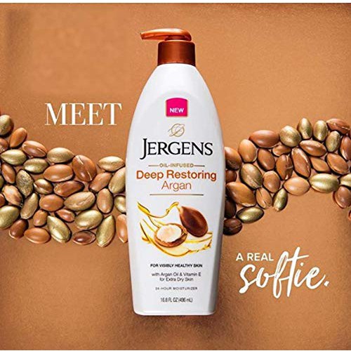 Dưỡng Thể Giúp Phục Hồi Da Khô Hư Tổn Jergens Deep Restoring Argan Moisturizer 496ml (Mỹ)