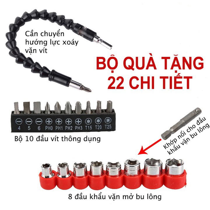 [FREESHIP] Khoan Pin Hitachi 28V 3 Chức Năng, Kèm Bộ Phụ Kiện 22 Chi tiết, Máy Khoan Có Búa, Khoan tường, Bắt vít