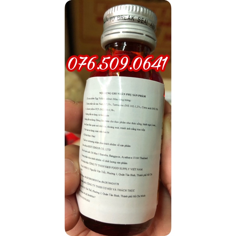 Màu thực phẩm Thái Lan nguyên liệu làm bánh chai 30ml [Date mới]