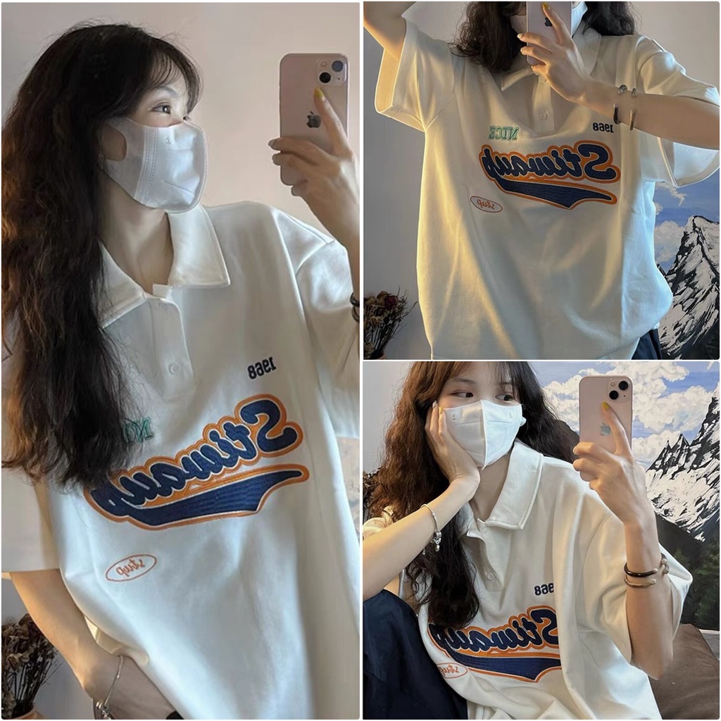 Áo Polo Tay Lỡ Form Rộng Stiw, Áo Phông Nữ Chất Cotton Lên Form Đẹp Freesize