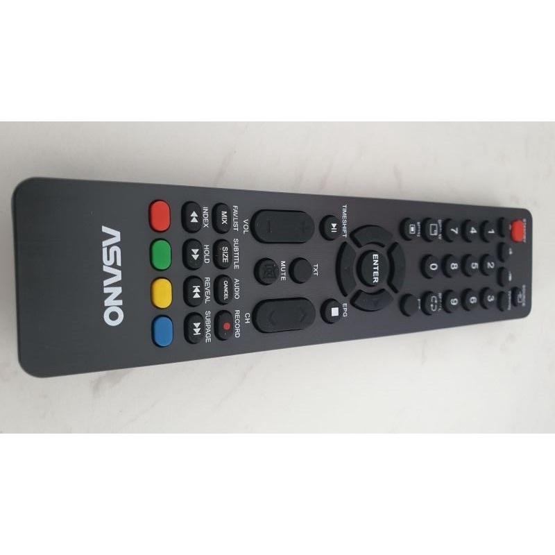 Remote điều khiển tivi ASANO tích hợp các nút DISPLAY, RECALL, TIMESHIFT, EPG. Bảo hành 12 tháng.