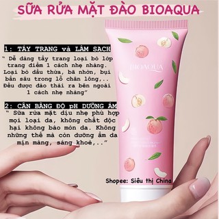 Sữa Rửa Mặt BIOAQUA Cao Cấp Tinh Chất Đào Trắng Da Loại Bỏ Bụi Bẩn Kiềm Dầu Dưỡng Trắng Da Ngăn Ngừa Mụn