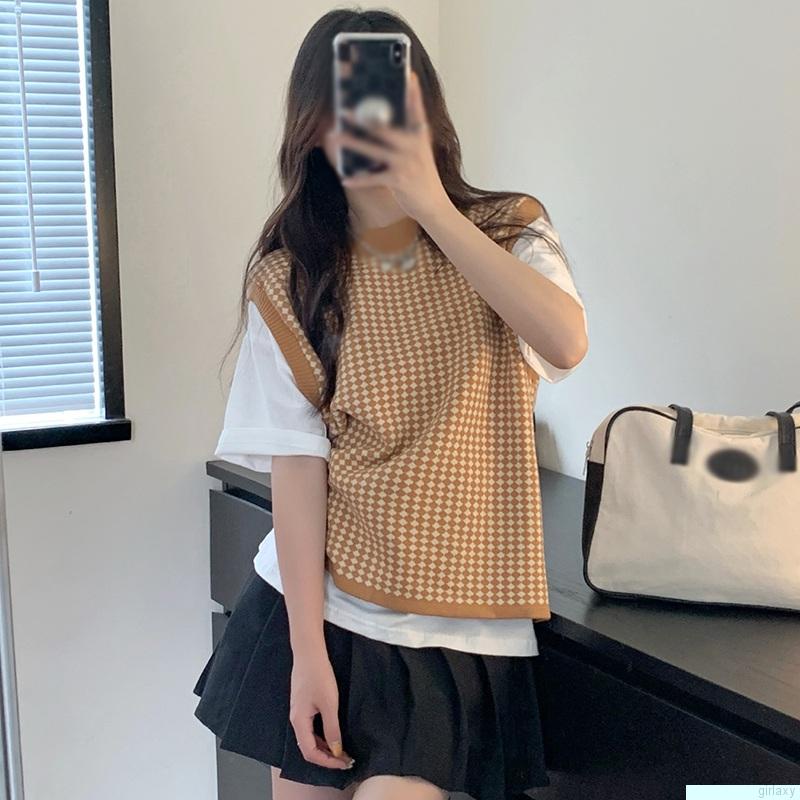 Áo len không tay cổ tròn phong cách Hàn Quốc dành cho nữ