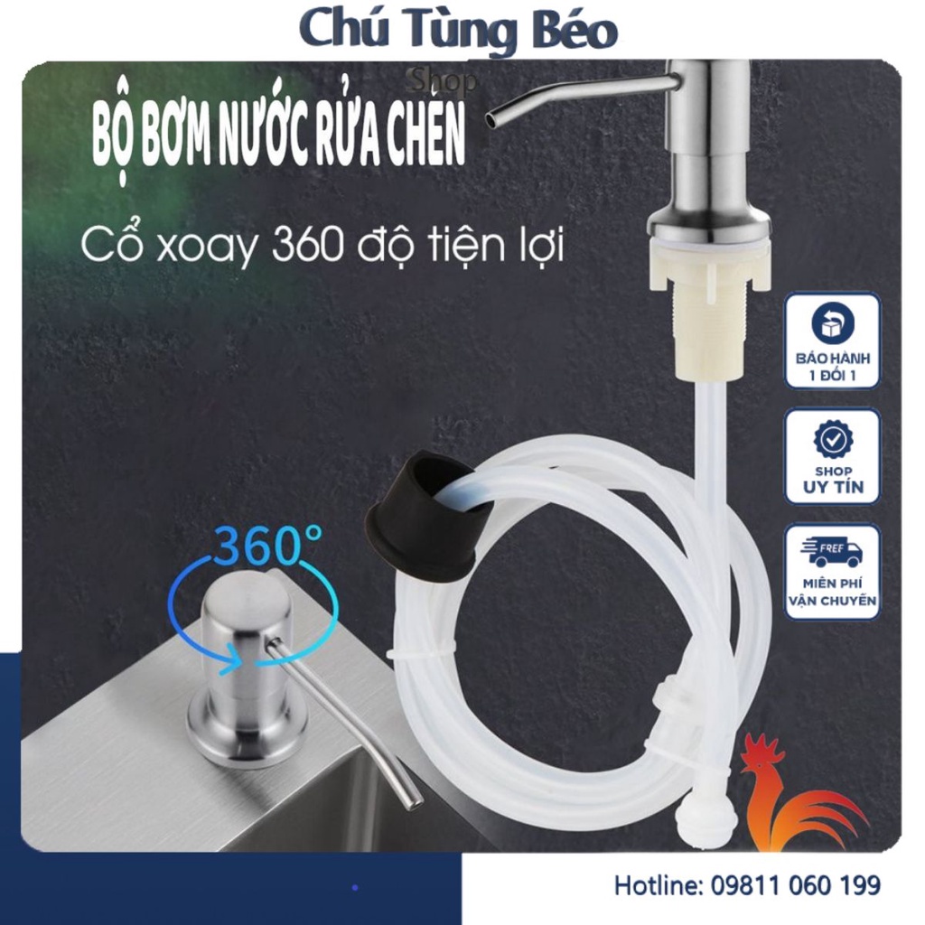 Bộ Vòi Bơm Hút Nước Rửa Chén Gắn Bồn Rửa Tự Bơm Hút Dầu Rửa Bát Với Ống Dẫn Silicon Dài 1,2m
