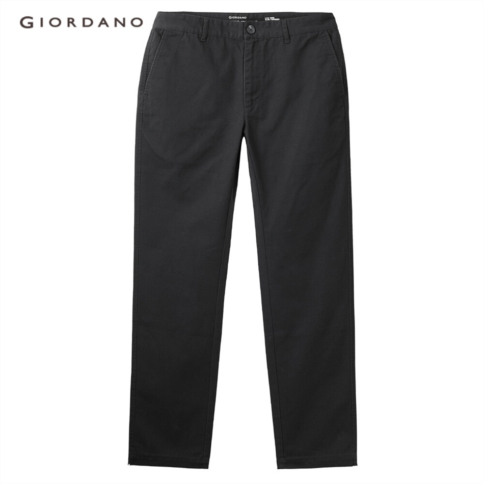 Quần dài GIORDANO 01111063 lưng cao vừa màu trơn cá tính thời trang cho nam