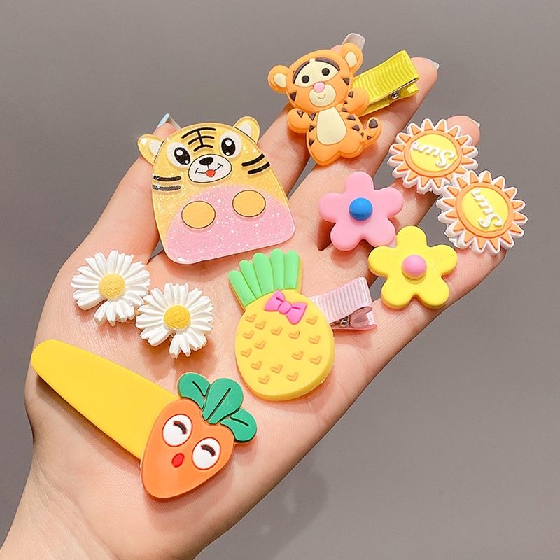 Bộ 14 Kẹp Tóc Acrylic Kiểu Dáng Hoạt Hình Phong Cách Hàn Quốc Dễ Thương