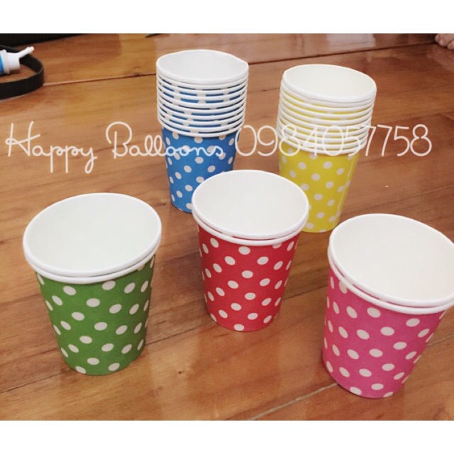 Set 10 cốc giấy chấm bi
