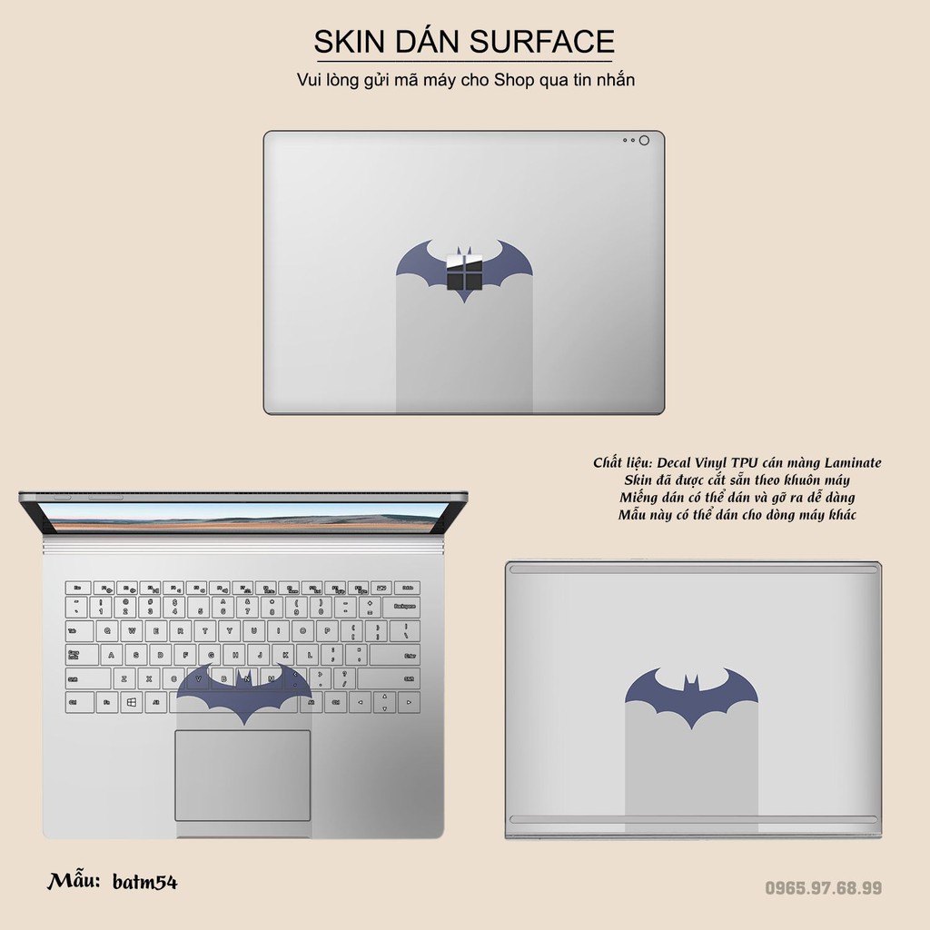 Miếng dán Skin bảo vệ mặt lưng Surface Pro 2/ Pro 3/ Pro 4/ Pro 5/ Pro 6/Pro 7/Pro X / Surface Go /Book in hình sưu tầm