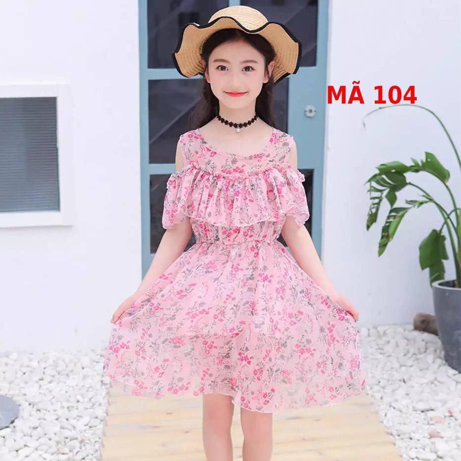 (sale hot)Đầm voan hoa nhí ngắn bé gái 2 màu xinh xắn cho bé 13kg-17kg