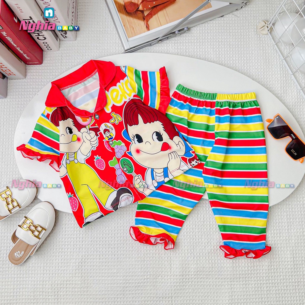 Đồ bộ bé gái quần dài áo ngắn tay NGHĨA BABY dành cho bé