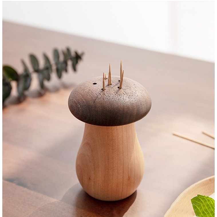 Lọ tăm gỗ hình nấm xinh xắn trang trí decor bàn ăn | ECOBABO