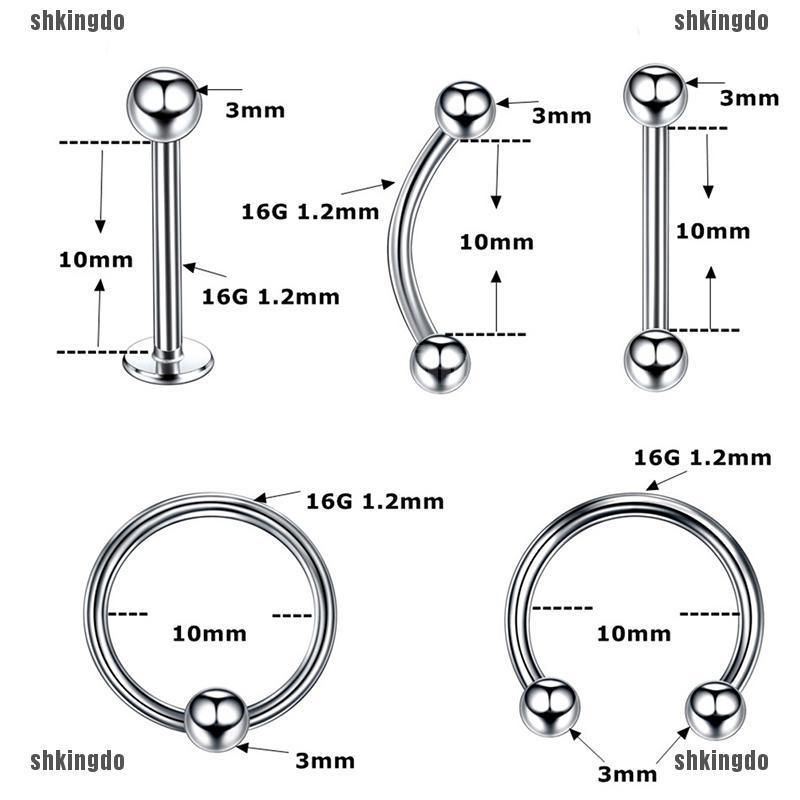 Bộ 10 khuyên xỏ cơ thể thiết kế độc đáo cá tính thời trang