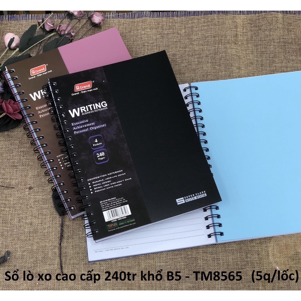 Các mẫu Sổ lò xo văn phòng A4,A5, A6, B4, B5 Hải Tiến, Grand - văn phòng phẩm Diệp Lạc