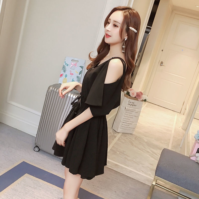 Đầm Cổ V Hở Vai Tay Ngắn Dáng Ôm Thời Trang Pháp Cho Nữ Plus Size