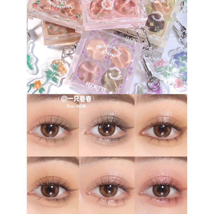 Bảng Phấn Mắt FLORTTE 4 Màu Sắc Kết Hợp Thời Trang