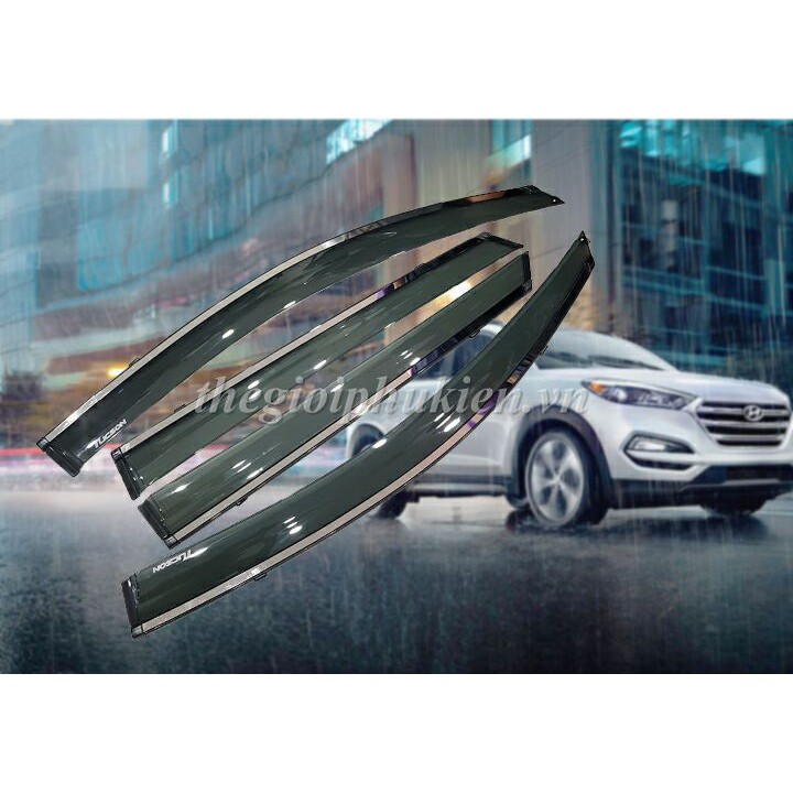 Bộ vè che mưa xe Hyundai Tucson Chỉ mạ Crom 4 CHI TIẾT ( Hàng cao cấp)