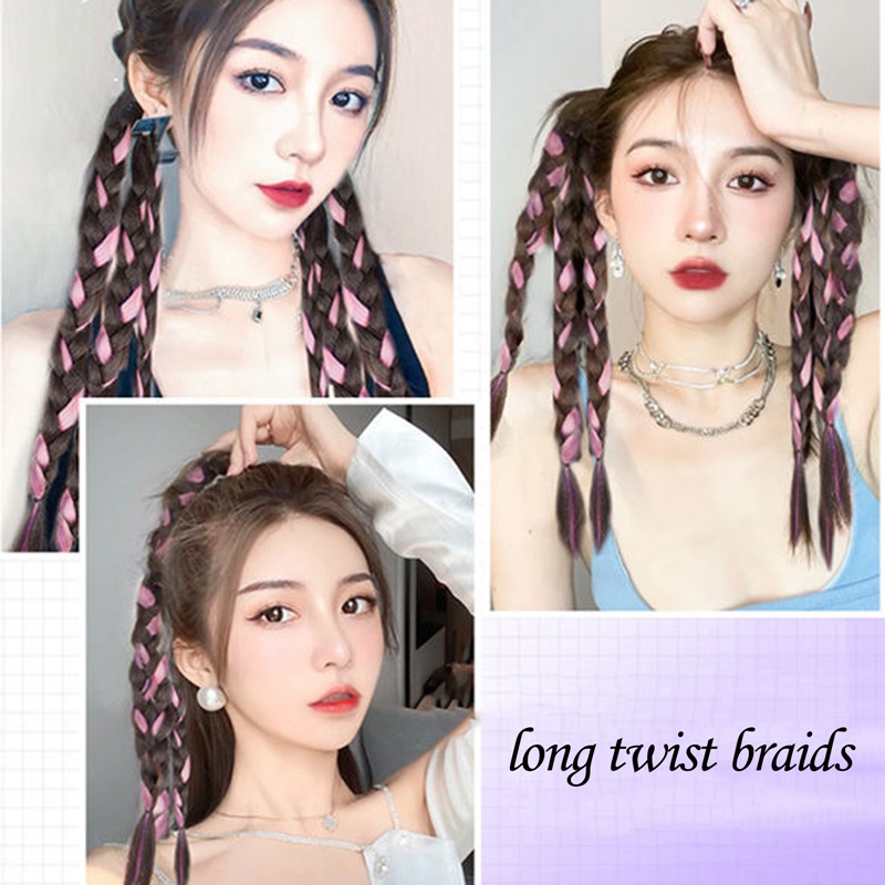 Bím Tóc Giả Dài Bện Sợi Tổng Hợp Co Giãn Dành Cho Nữ