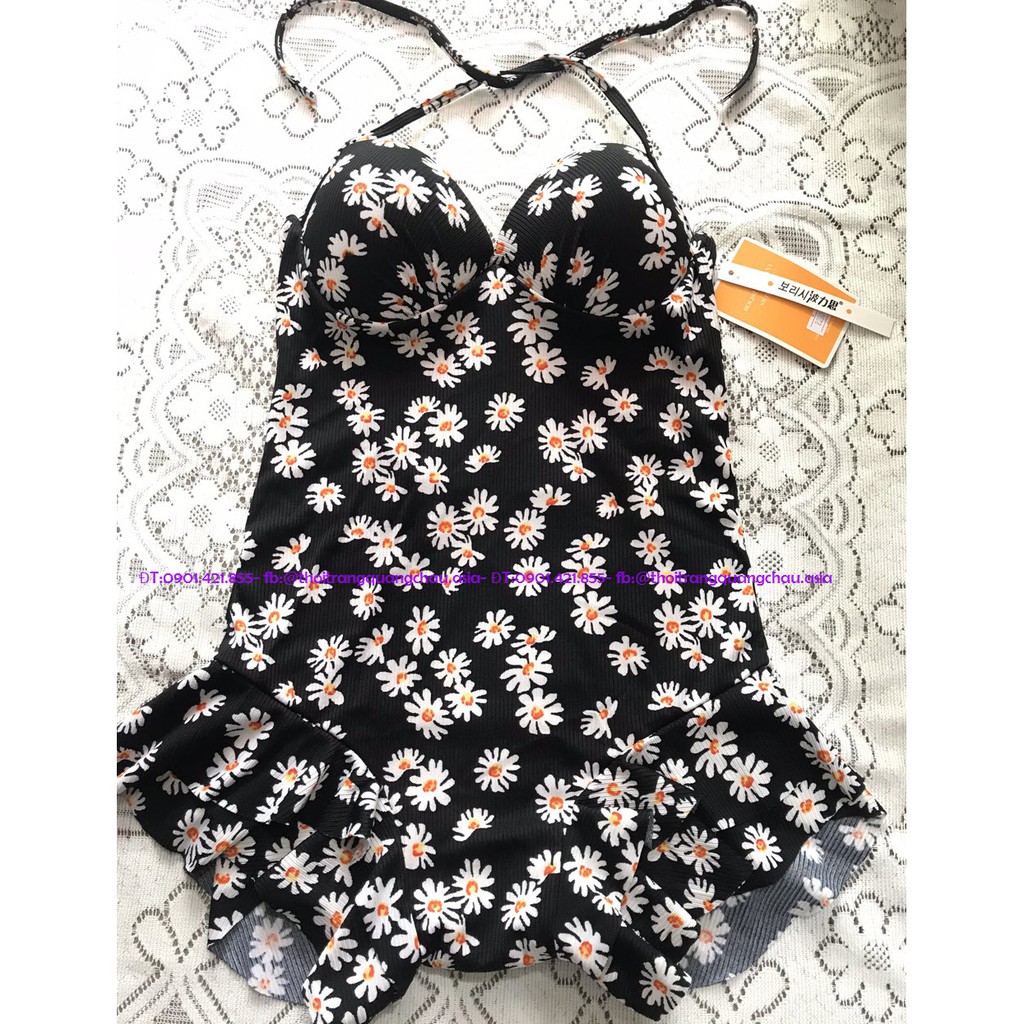 (Hàng nhập) Set Bikini 1 Mảnh Hoa Cúc + Áo Khoác Trắng #8230