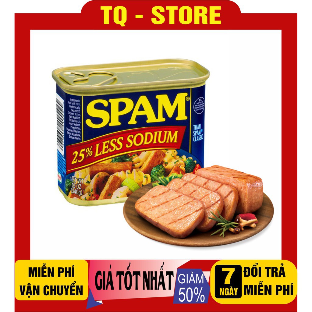 Thịt hộp Spam 25% Less Sodium Mỹ date 2022