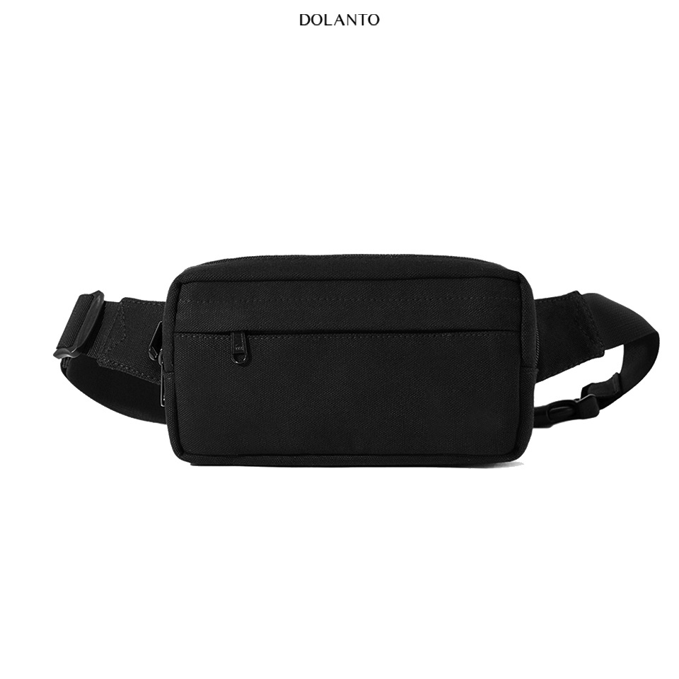 Túi Đeo Chéo Đen BumBag Nhỏ Du Lịch Thời Trang Vải Canvas Cao Cấp Chống Thấm Nước Tiện Rẻ Bao Tử Bụng Nam Nữ DOLANTO