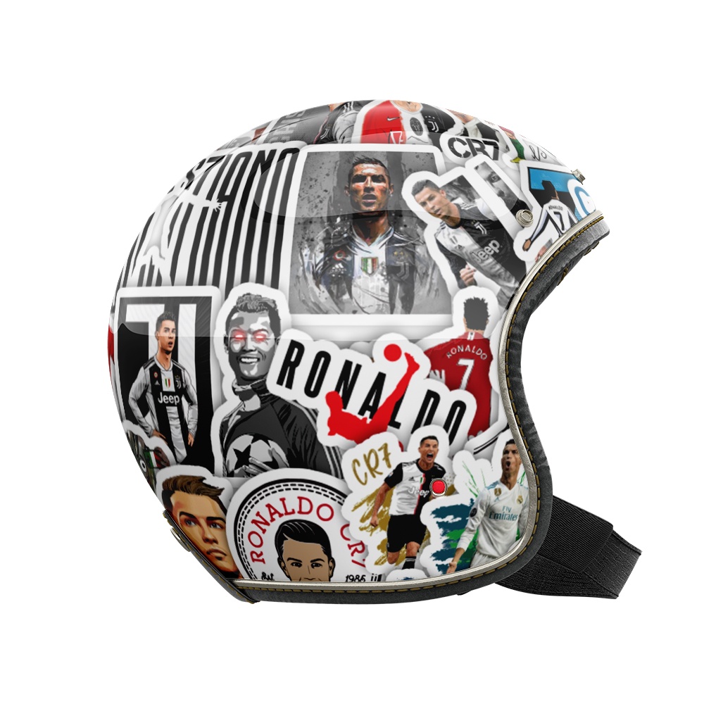 Set 50 cái Sticker Ronaldo CR7 dán mũ bảo hiểm, hình dán Ronaldo chống nước, decal hình cầu thủ Ronaldo