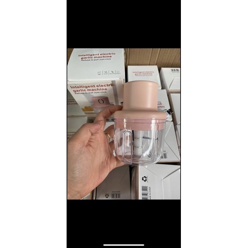 Máy xay cầm tay mini tích điện màu hồng kèm sạc usb ( xay thịt- gia vị)