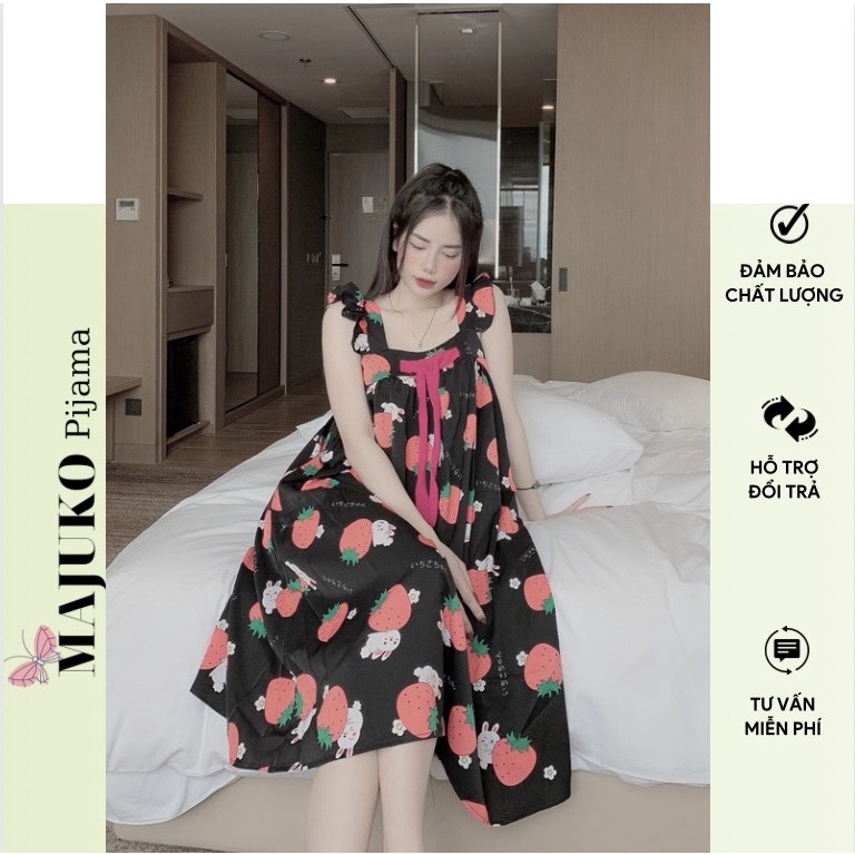 Váy 2 dây dáng dài đi biển sexy xinh đẹp lụa ngủ mango cao cấp MAJUKO QAo