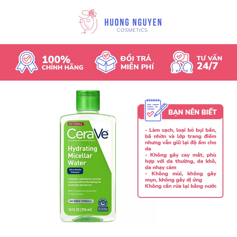 Nước Tẩy Trang Cerave Eau Micellaire Hydratante 295ml