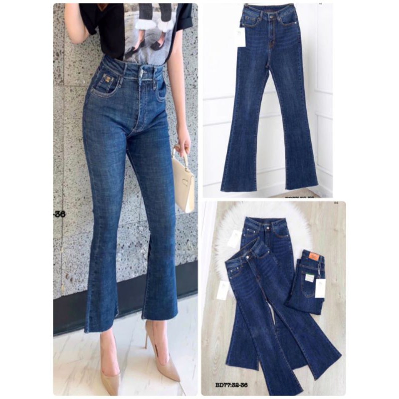Quần ống loe bigsize 60 đến 85 ký màu xanh đậm