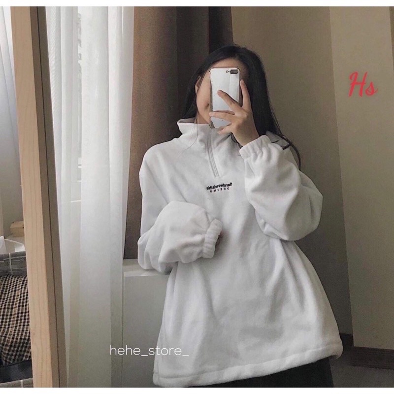 Áo nỉ cotton thêu thas khoá cổ HS6