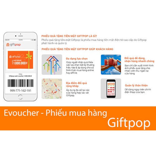 Toàn quốc [Evoucher] Phiếu quà tặng mua hàng trên website và tại cửa hàng liên kết Giftpop trị giá 500.000 VNĐ