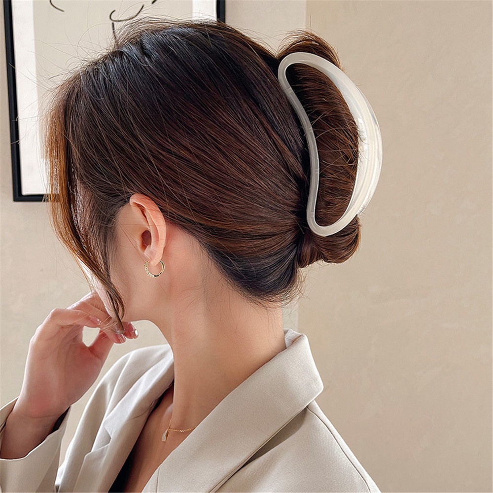 Kẹp Tóc Hình Bán Nguyệt Màu Thạch Phong Cách Hàn Quốc