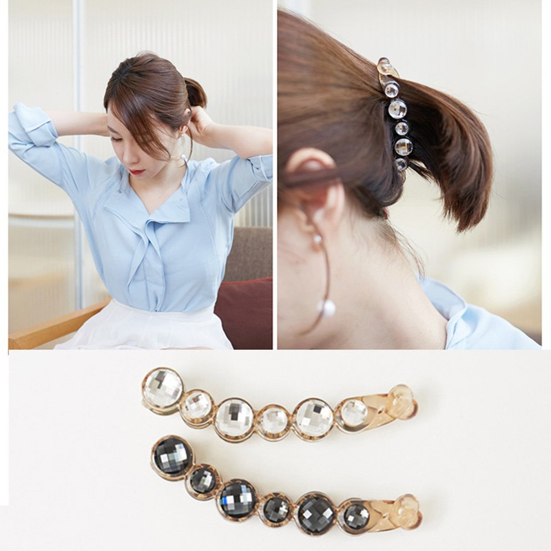 Kẹp tóc pha lê màu trơn