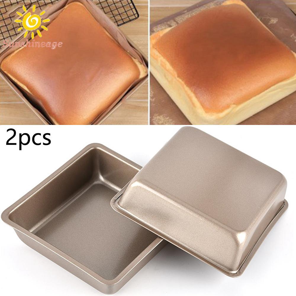 Bộ 2 Khuôn Làm Bánh Hình Vuông 4inch Chống Dính